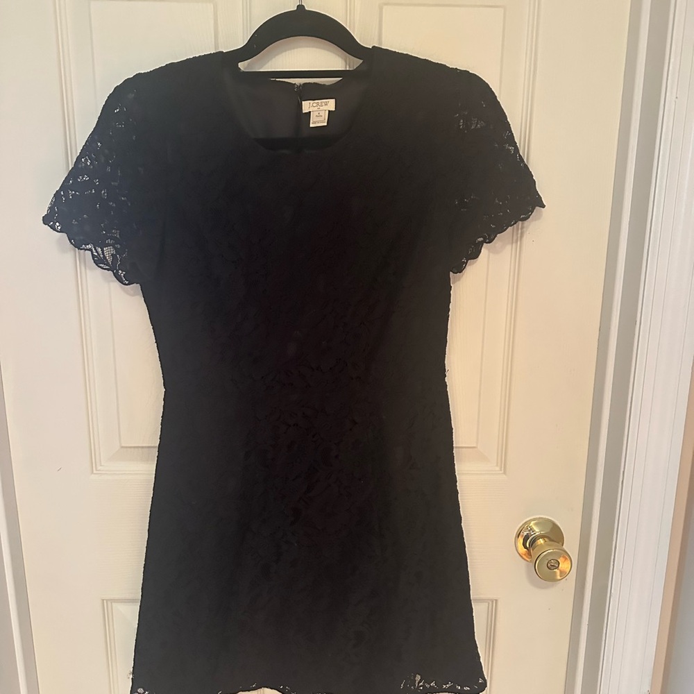 J. Crew Black Lace Dress with Short Sleeves